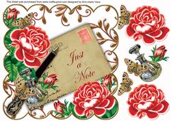 Red Roses Just a Note Ink Saver 8in Decoupage Topper