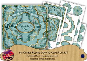Teal Oriental Fern for You 3D Rosette 8in Card Front Kit