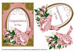 Pink Rose Congratulations to You 7x5 Floral Step by Step