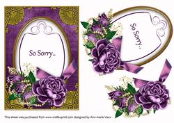 Dark Purple Rose So Sorry 7x5in Floral Step by Step