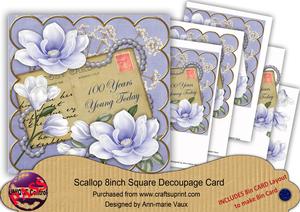 Blue Magnolia 100 Years Young 8in Xtreme Decoupage Cf Kit