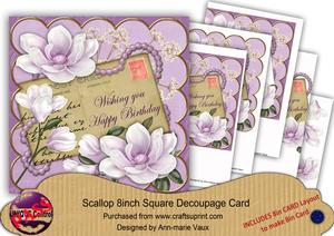 Lilac Magnolia Happy Birthday 8in Xtreme Decoupage Cf Kit