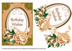 Peach Rose Birthday Wishes 7x5in Decoupage Step by Step