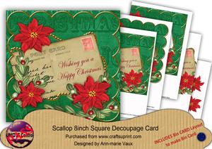 Red Poinsettia Dg Wishing Christmas 8in Xtreme Decoupage Kit