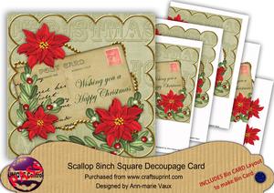 Red Poinsettia Ol Wishing Christmas 8in Xtreme Decoupage Kit