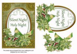 Olive Poinsettia Silent Night Oval 7x5in Step by Step