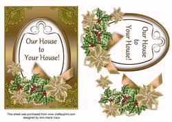 Gold Poinsettia Our House to Yours Oval 7x5in Step by Step