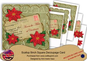 Red Poinsettia Olive Across Miles 8in Xtreme Decoupage Kit