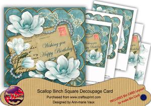 Teal Magnolia Happy Birthday 8in Xtreme Decoupage Kit