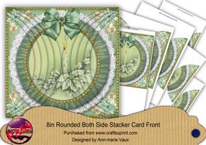 Green Candle Ruffle 8in Rounded Side Stacker Cf Kit