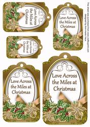 Gold Poinsettia Across the Miles Sentiment Tag Sheet