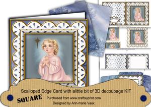 Preying Angel Anglaise Scallop Square 3D Card Kit