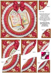 Red Glory Book Ruffle 6in Duo Corner Stacker
