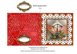 Christmas Lantern Red Anglaise 5in Picture Cut and Fold Card