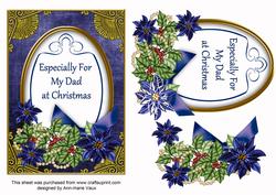 Dark Blue Poinsettia Dad at Christmas Oval 7x5 Step by Step