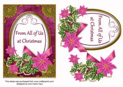 Cerise Poinsettia from All of Us Oval 7x5in Step by Step