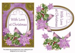 Lilac Poinsettia Love at Christmas Oval 7x5in Step by Step