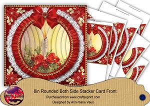 Red Christmas Candle 8in Rounded Side Stacker