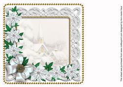 Silver Ice Church Poinsettia 8in Card Insert Panel