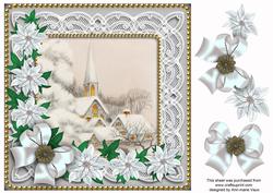 Silver Ice Church Poinsettia 8in Decoupage Step by Step