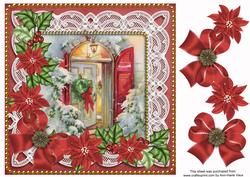Christmas Door Poinsettia 8in Decoupage Step by Step