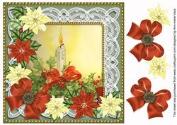 Single Candle Green Poinsettia 8in Decoupage Step by Step