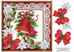 Christmas Bells Red Poinsettia 8in Decoupage Step by Step