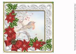 Red Robin Green Poinsettia 8in Matching Insert Panel