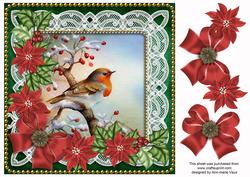 Red Robin Green Poinsettia 8in Decoupage Step by Step