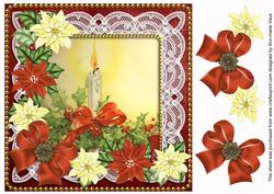 Single Candle Red Poinsettia 8in Decoupage Step by Step