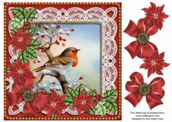Red Robin Red Poinsettia 8in Decoupage Step by Step