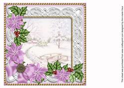 Pretty Snowscene Lilac Poinsettia 8in Matching Insert Panel