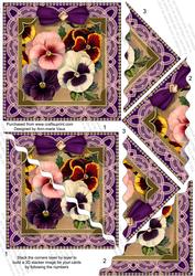Lace Pansy Bunch 5in Scallop Triangle Corner Stacker