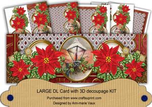 Red Poinsettia Christmas Lantern Large Dl Card Kit