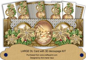Gold Poinsettia Snowy Village Large Dl Card Kit