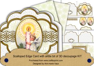 Candle Angel Flake Anglaise Scallop 3D Decoupage Card Kit