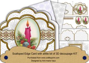 Pink Candle Flake Anglaise Scallop 3D Decoupage Card Kit