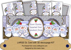 Blue Snowman Flurries at Grandmas Large Dl Card Kit
