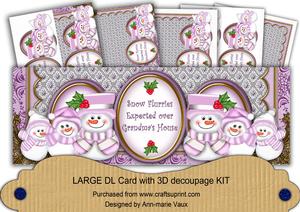 Lilac Snowman Flurries at Grandmas Large Dl Card Kit