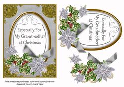 Silver Poinsettia My Grandmother Oval 7x5in Step by Step