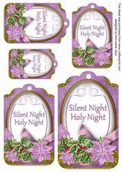 Lilac Poinsettia Silent Night Sentiment Tag Sheet