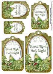 Olive Poinsettia Silent Night Sentiment Tag Sheet