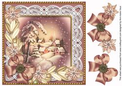 Snowy Village Bronze 8in Decoupage Step by Step