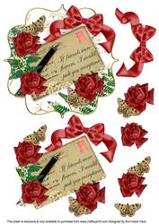 Red Rose If Friends Were 6in Bracket Decoupage Topper