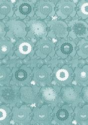Dusky Teal Oriental Flowers A4 Backing Paper
