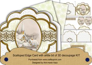 Ice Church Gold Anglaise Scallop Decoupage Card Kit