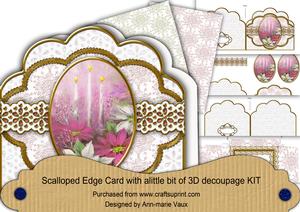 Pink Candle Trio Anglaise Scallop Decoupage Card Kit