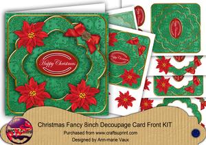 Red Poinsettia Flakeg Happy Christmas Fancy 8in Cf Kit