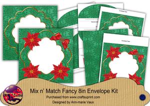 Red Poinsettia Flakeg Fancy 8in Envelope Kit