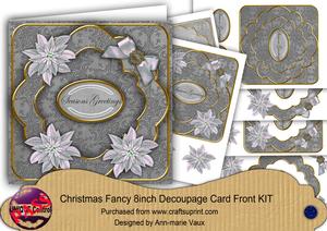 Silver Poinsettia Seasons Greetings Fancy 8in Cf Kit